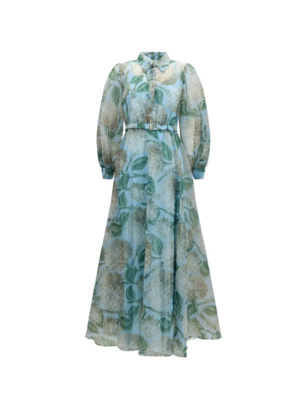 NISSA belted floral-print maxi dress - Blu
