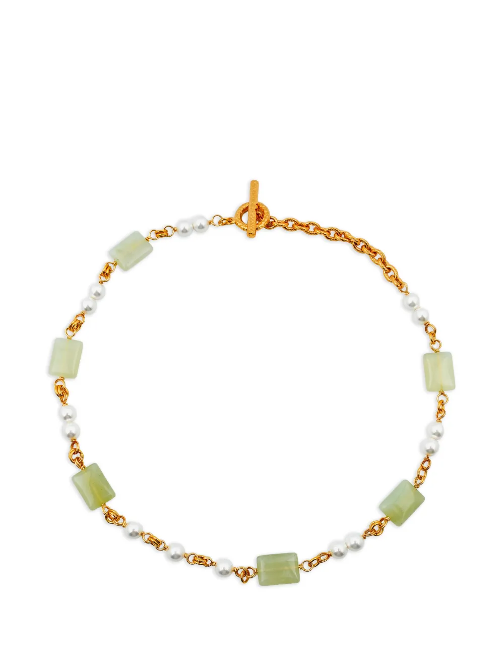 Ben Amun gold-tone pearl-embellished stone necklace