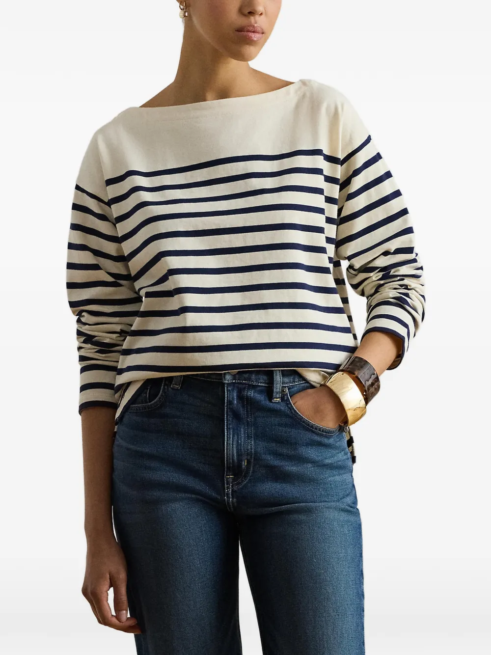Lauren Ralph Lauren striped boat-neck sweatshirt - Toni neutri