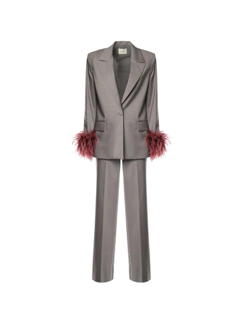 THE ARCHIVIA Ares feather-trim single-breasted suit - Grigio