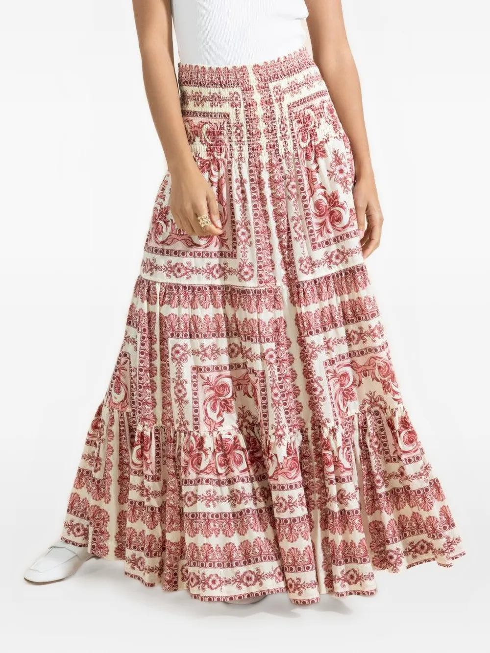 Cara Cara Emilia tiered floral-print maxi skirt - Toni neutri