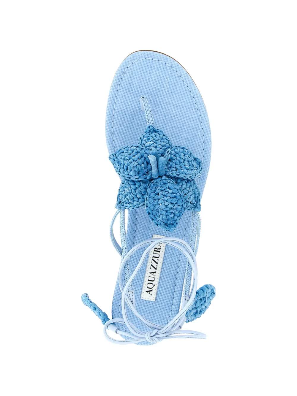 Aquazzura Calypso raffia-embellished sandals Blauw
