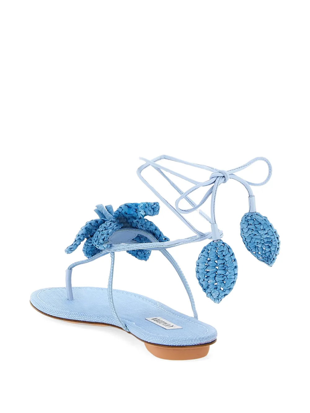 Aquazzura Calypso raffia-embellished sandals Blauw