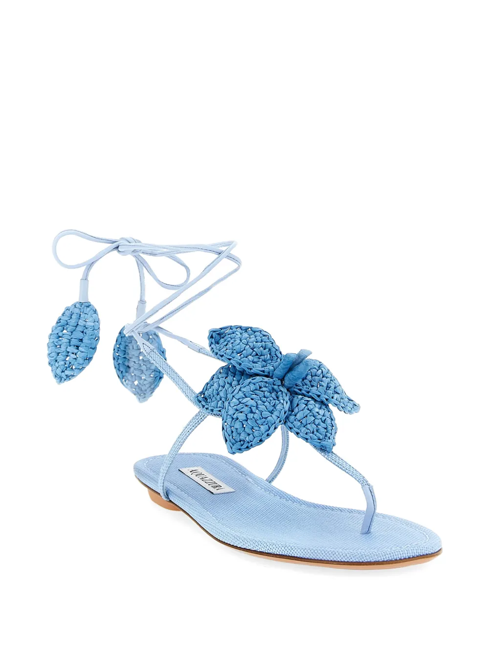 Aquazzura Calypso raffia-embellished sandals Blauw