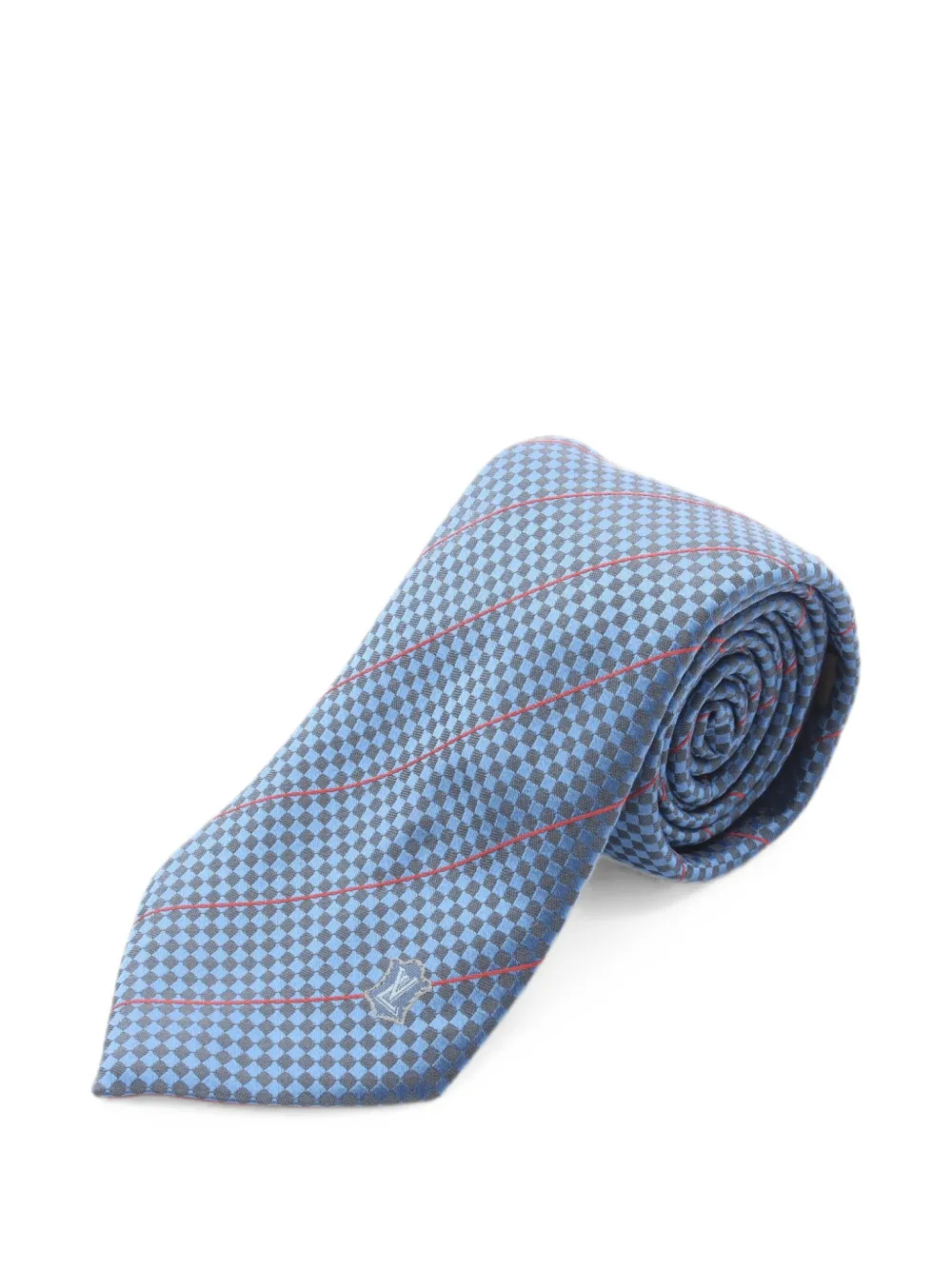 Louis Vuitton Pre-Owned 2010s logo-patch tie - Blu