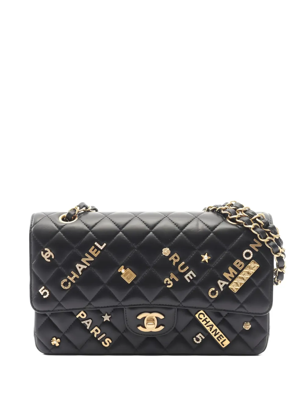 CHANEL Pre-Owned 2020s Matelassé icon charm shoulder bag - Schwarz