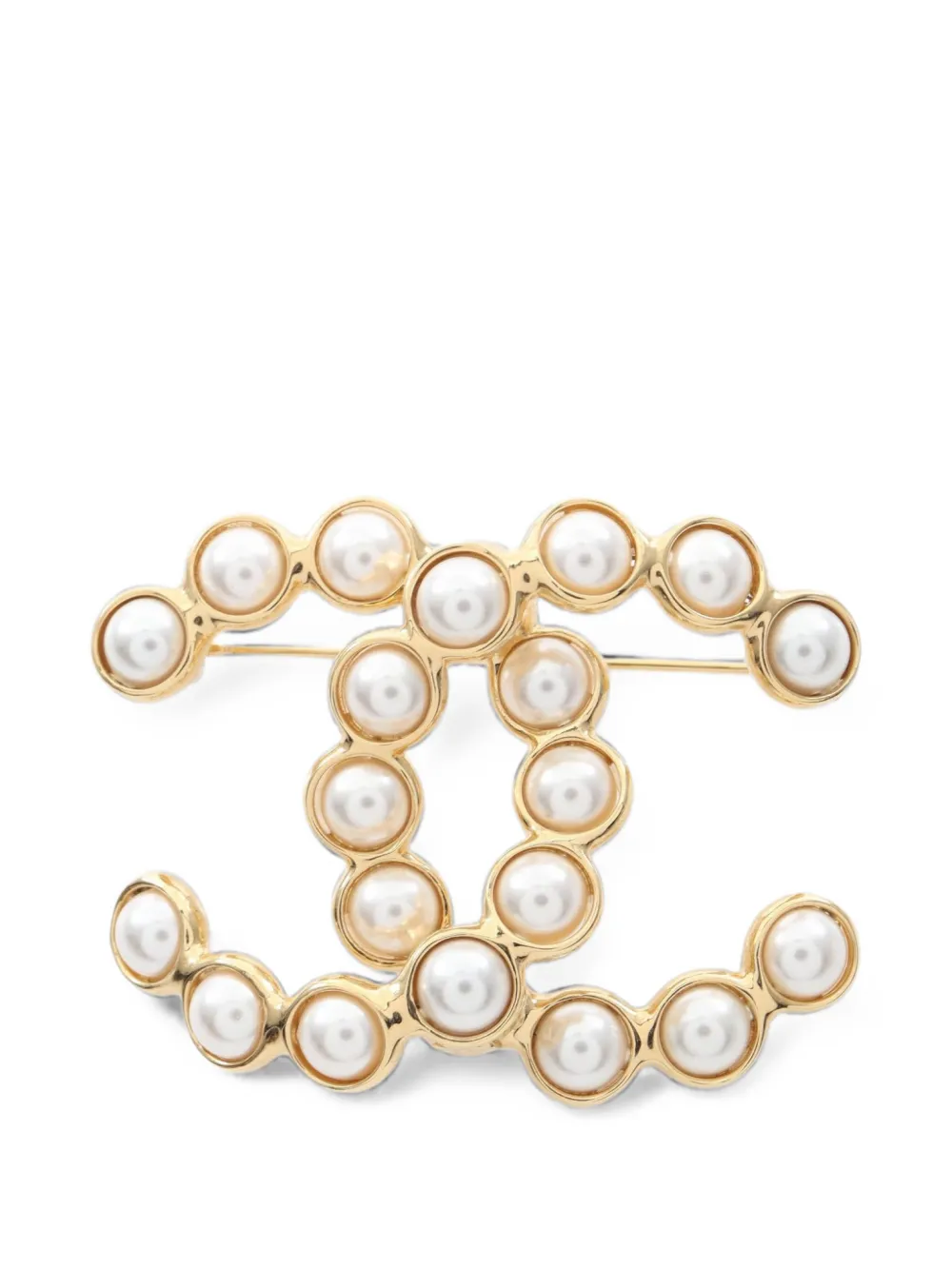 Pre-owned Chanel 1986-1988 Cc-motif Brooch In Gold
