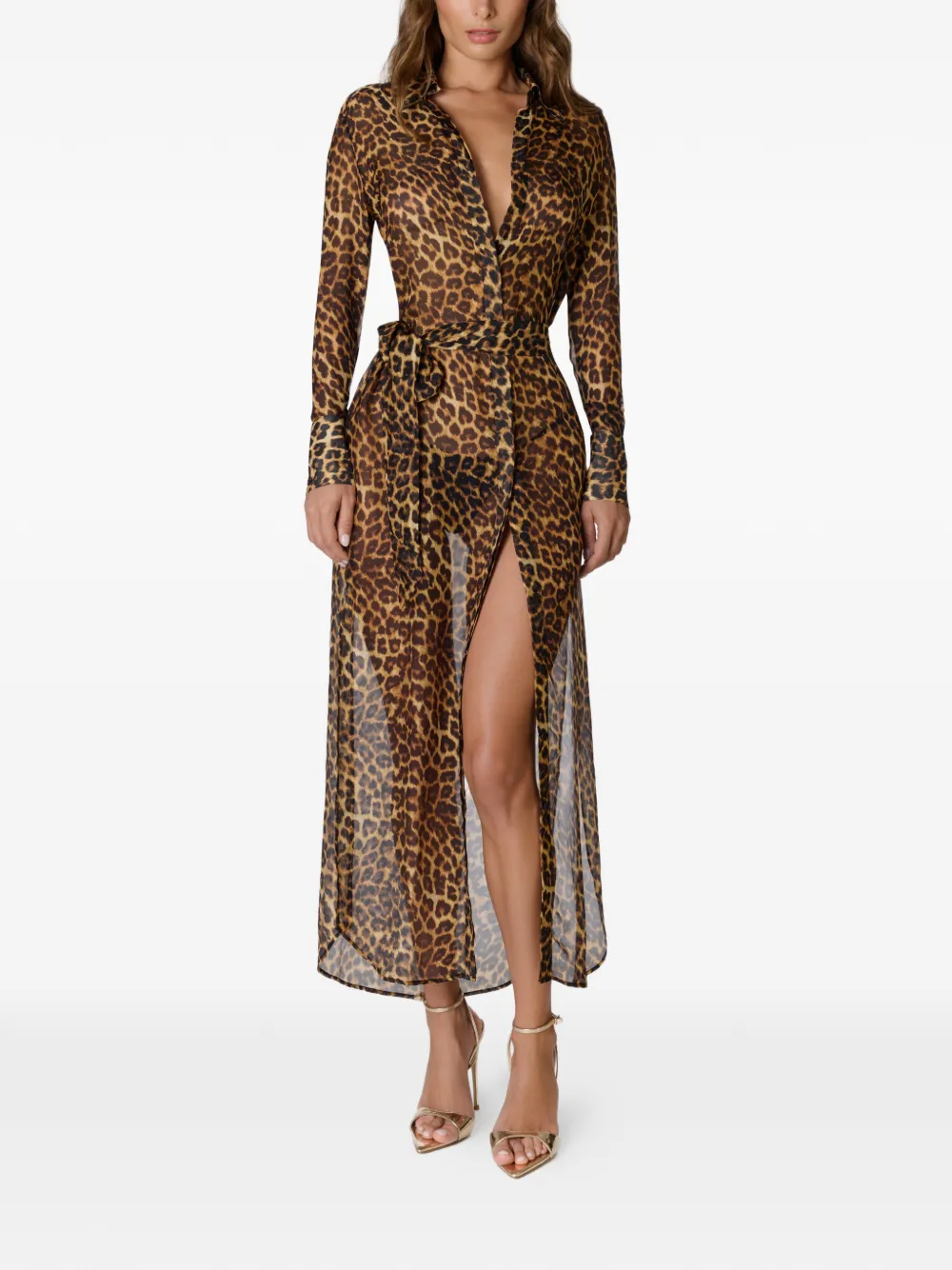 Maison Close Maxi-jurk met luipaardprint Bruin