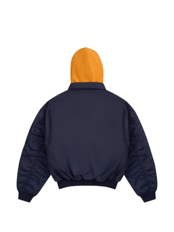 GOSHA RUBCHINSKIY Padded Hooded Bomber Jacket | Blue | FARFETCH