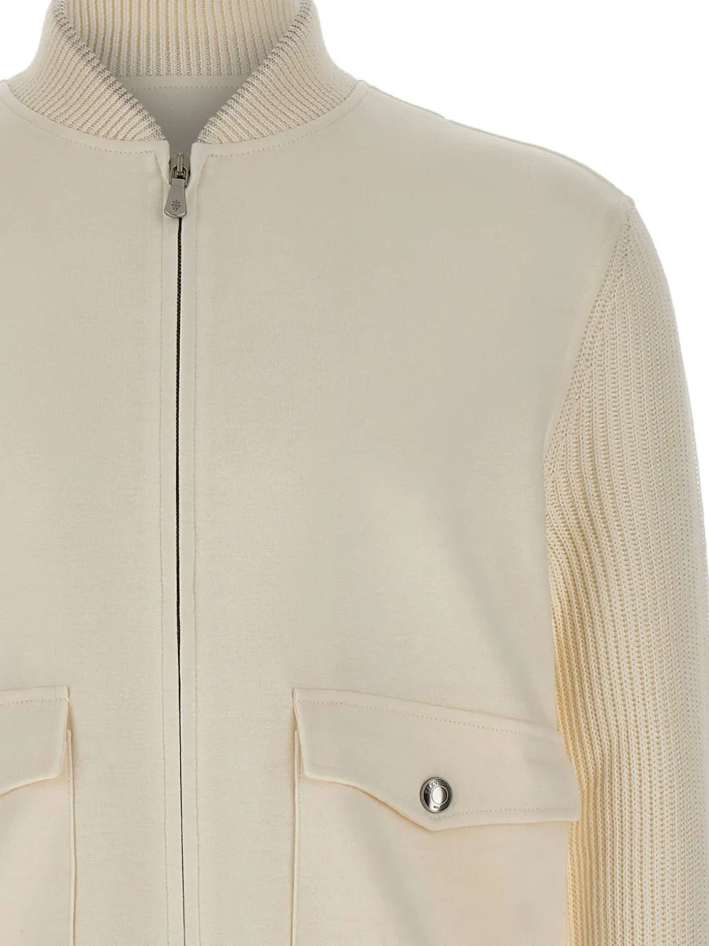 Eleventy Jack met gebreide mouwen en rits Beige