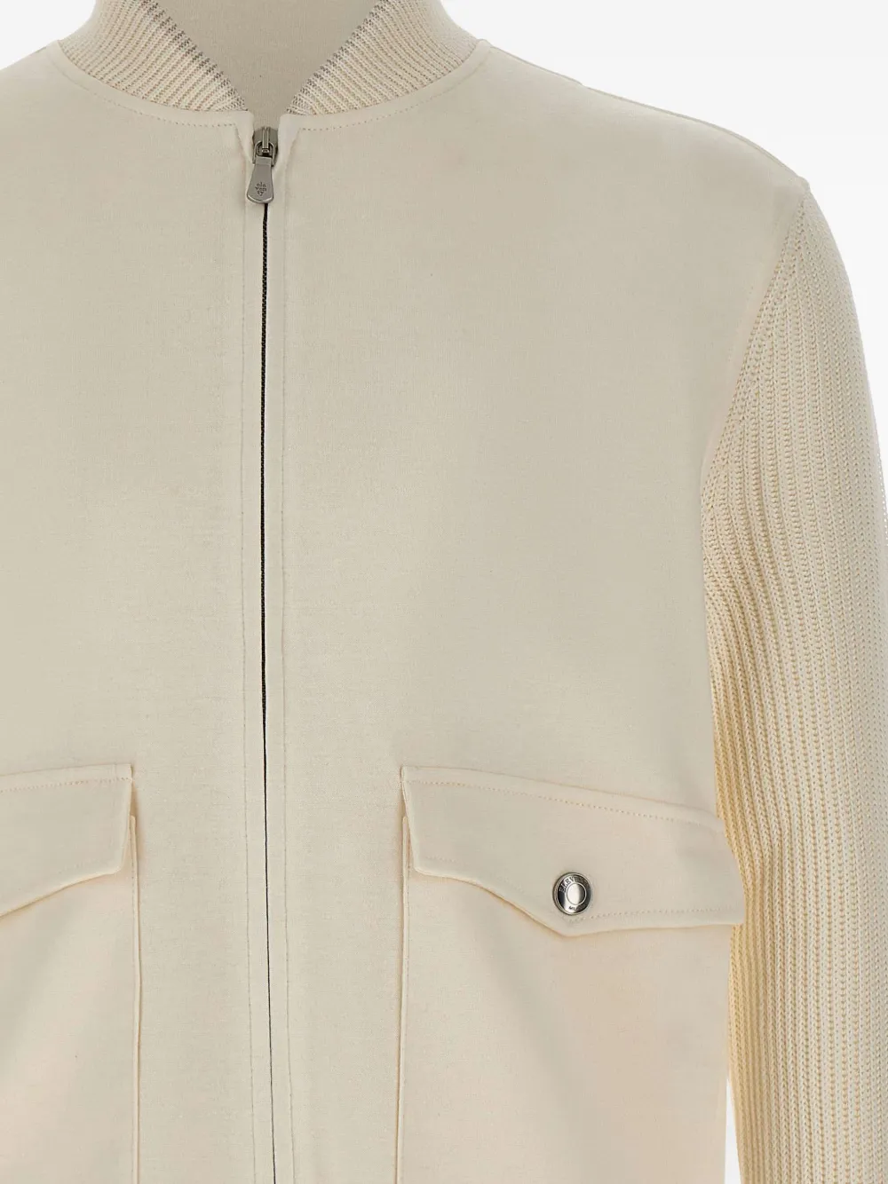 Eleventy Jack met gebreide mouwen en rits Beige