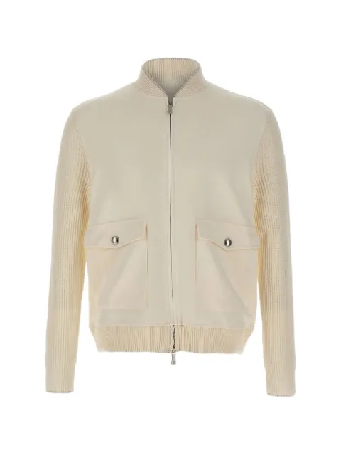 Eleventy knitted-sleeve zip-up jacket