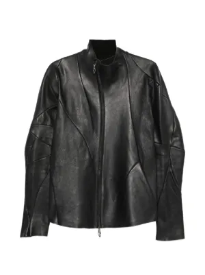 Helmut Lang Belted Leather Biker Jacket | Black | FARFETCH