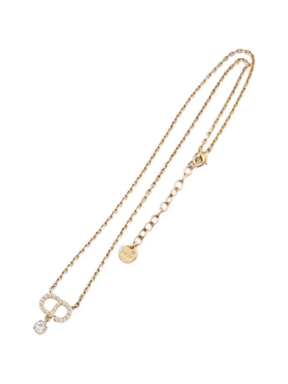 Christian Dior Pre-Owned 2010s Petit CD rhinestone necklace - Oro