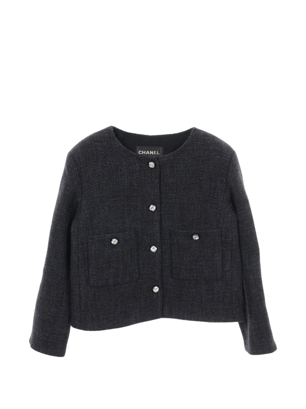 CHANEL Pre-Owned 1986-1988 Bijou button tweed jacket - Blue