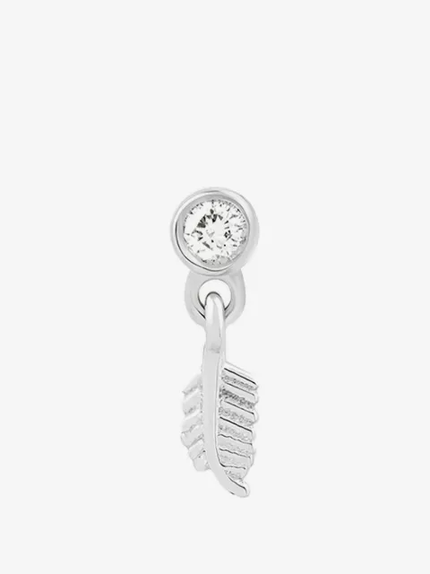 Kismet By Milka arete con motivo de pluma y diamante