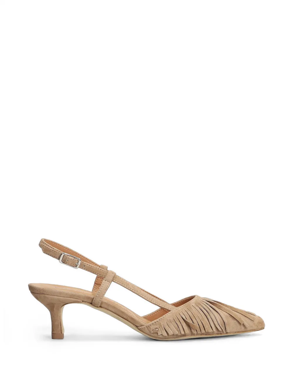 Gisel Moire Vilma fringe-detail slingback pumps - Toni neutri