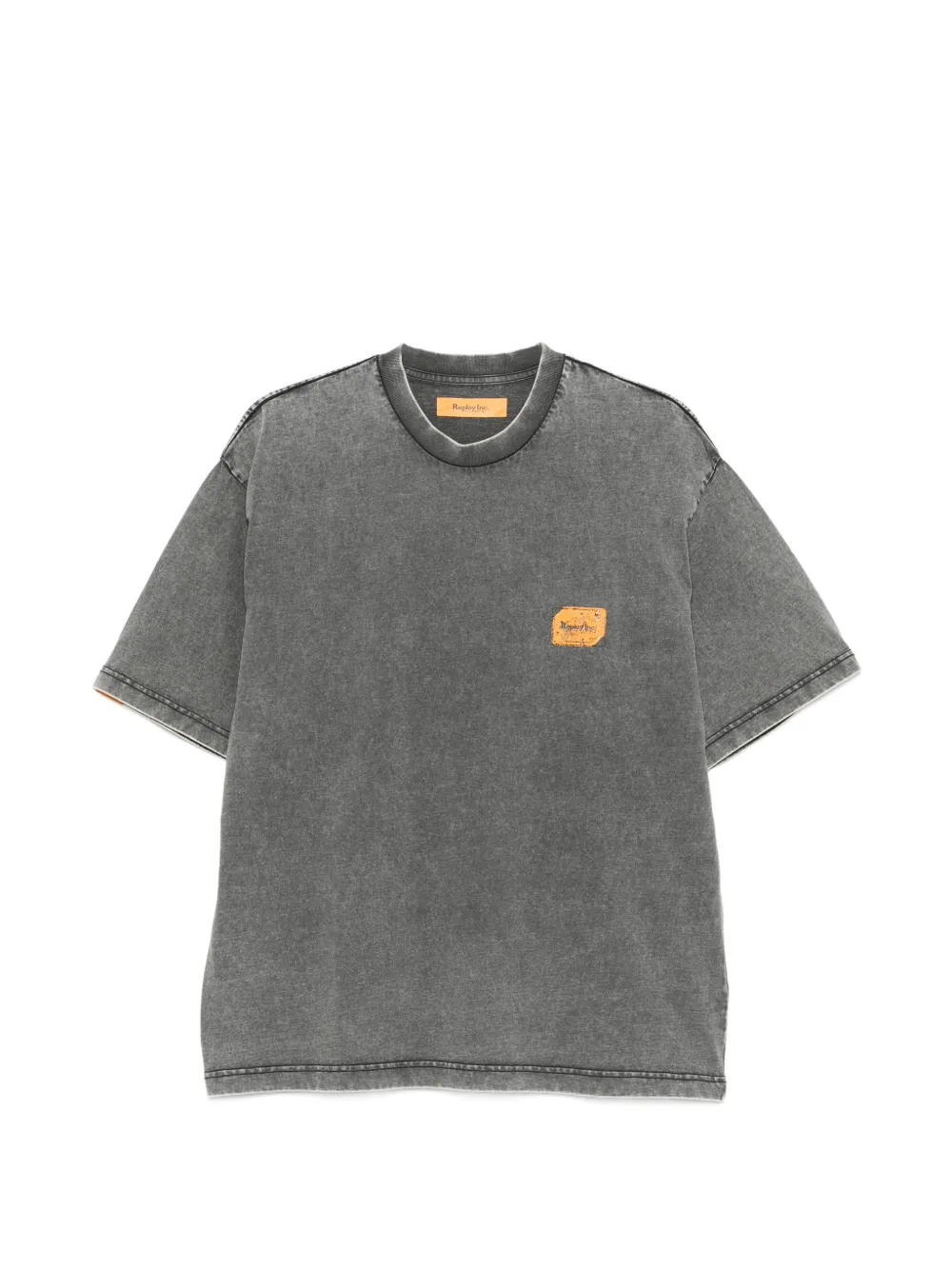 Replay logo-patch acid-wash T-shirt - Grau