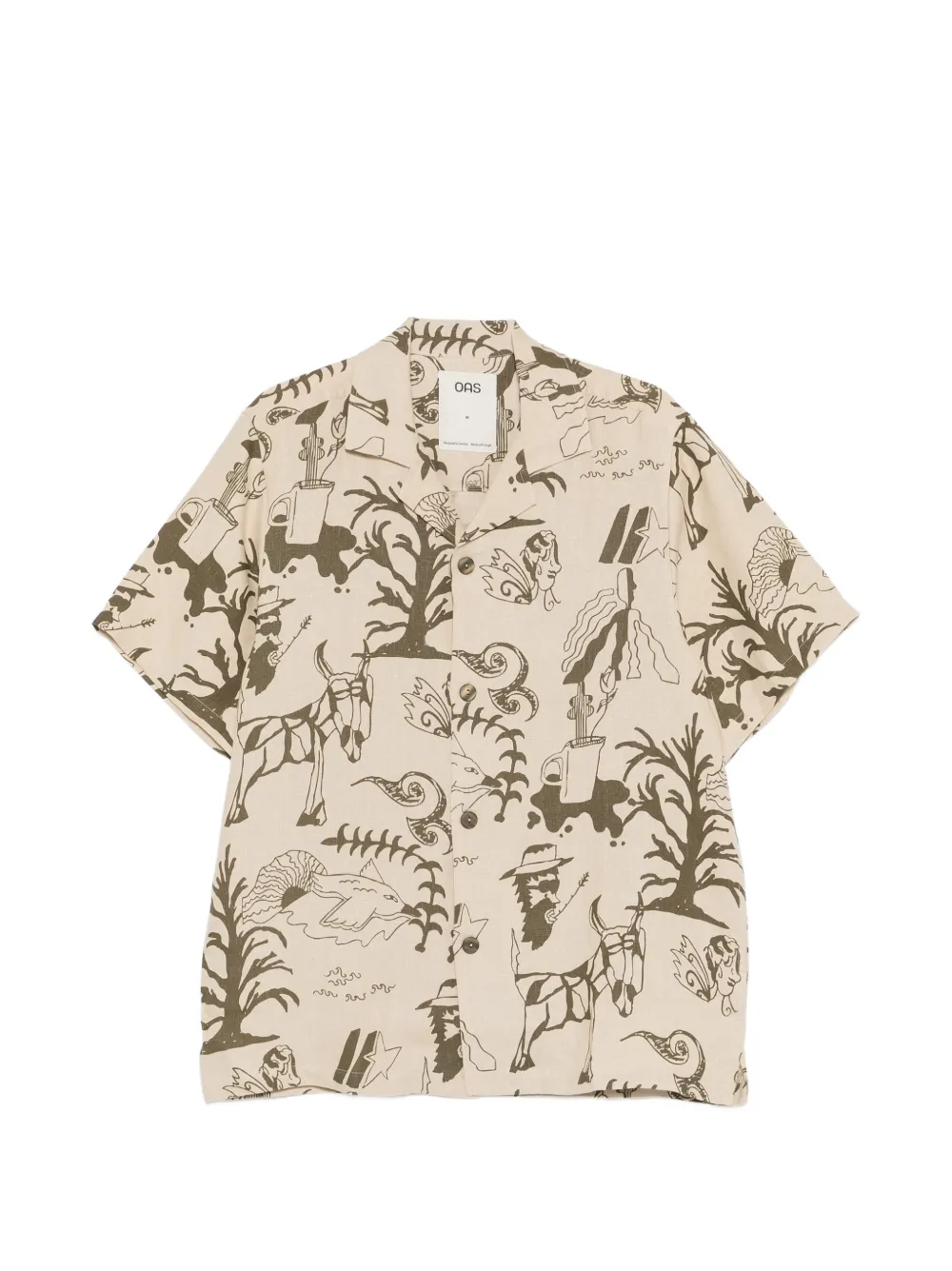 OAS Company Poplan Cuba graphic-print linen shirt - Toni neutri