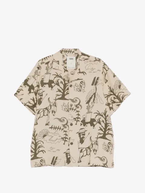 OAS Company Poplan Cuba graphic-print linen shirt