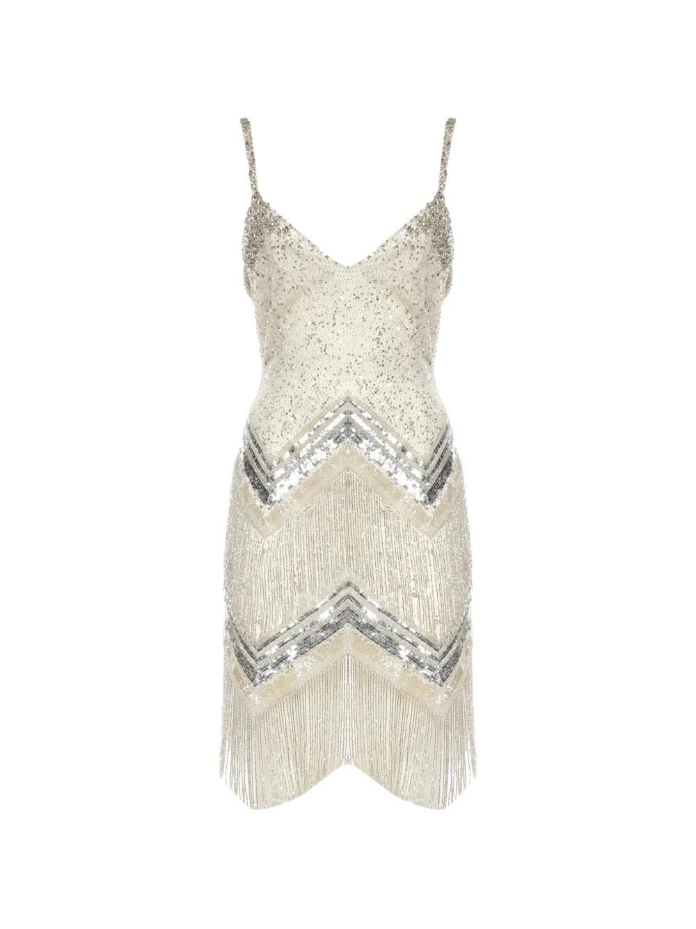 GALIA LAHAV Nora sequin-embellished beaded-fringe dress - Toni neutri