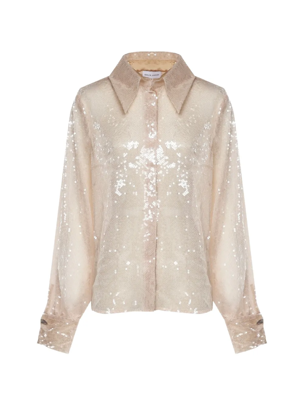 GALIA LAHAV Orlena sequin-embellished semi-sheer shirt - Pink