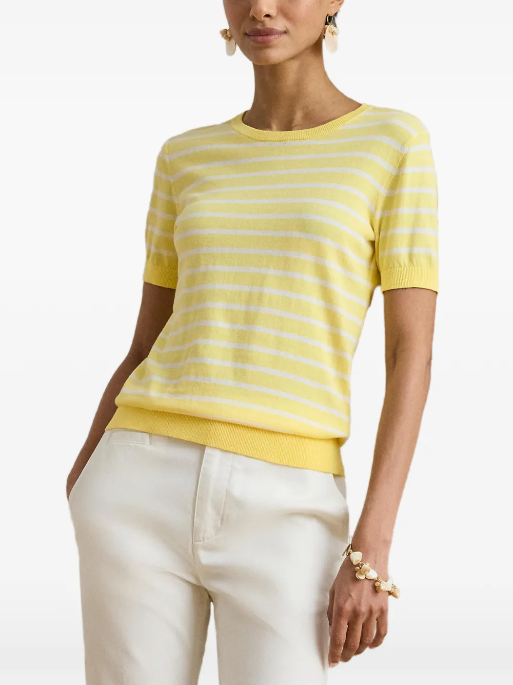 Lauren Ralph Lauren striped short-sleeve sweater - Giallo