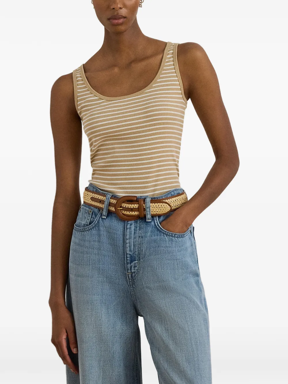 Lauren Ralph Lauren striped ribbed-knit tank top - Nude