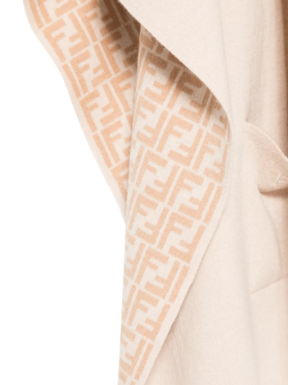 Fendi Kids Poncho met capuchon en FF-logo Beige