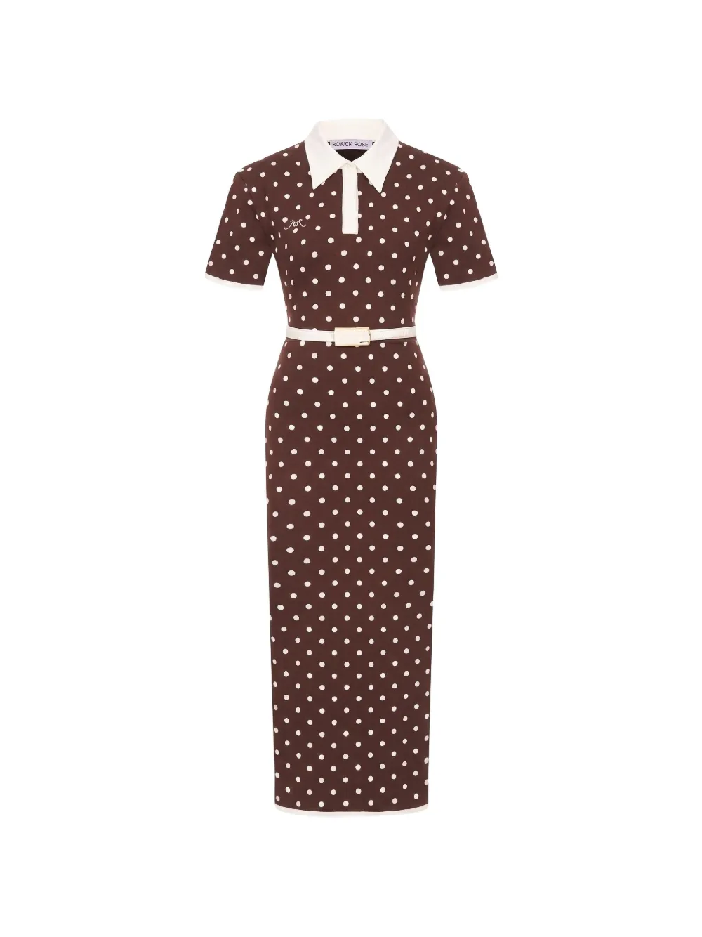 Rowen Rose polka-dot belted dress - Marrone