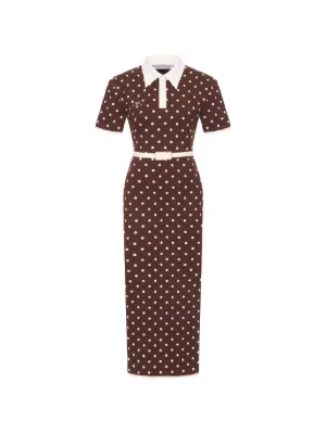 Marella Dotted V-neck Midi Dress | Brown | FARFETCH
