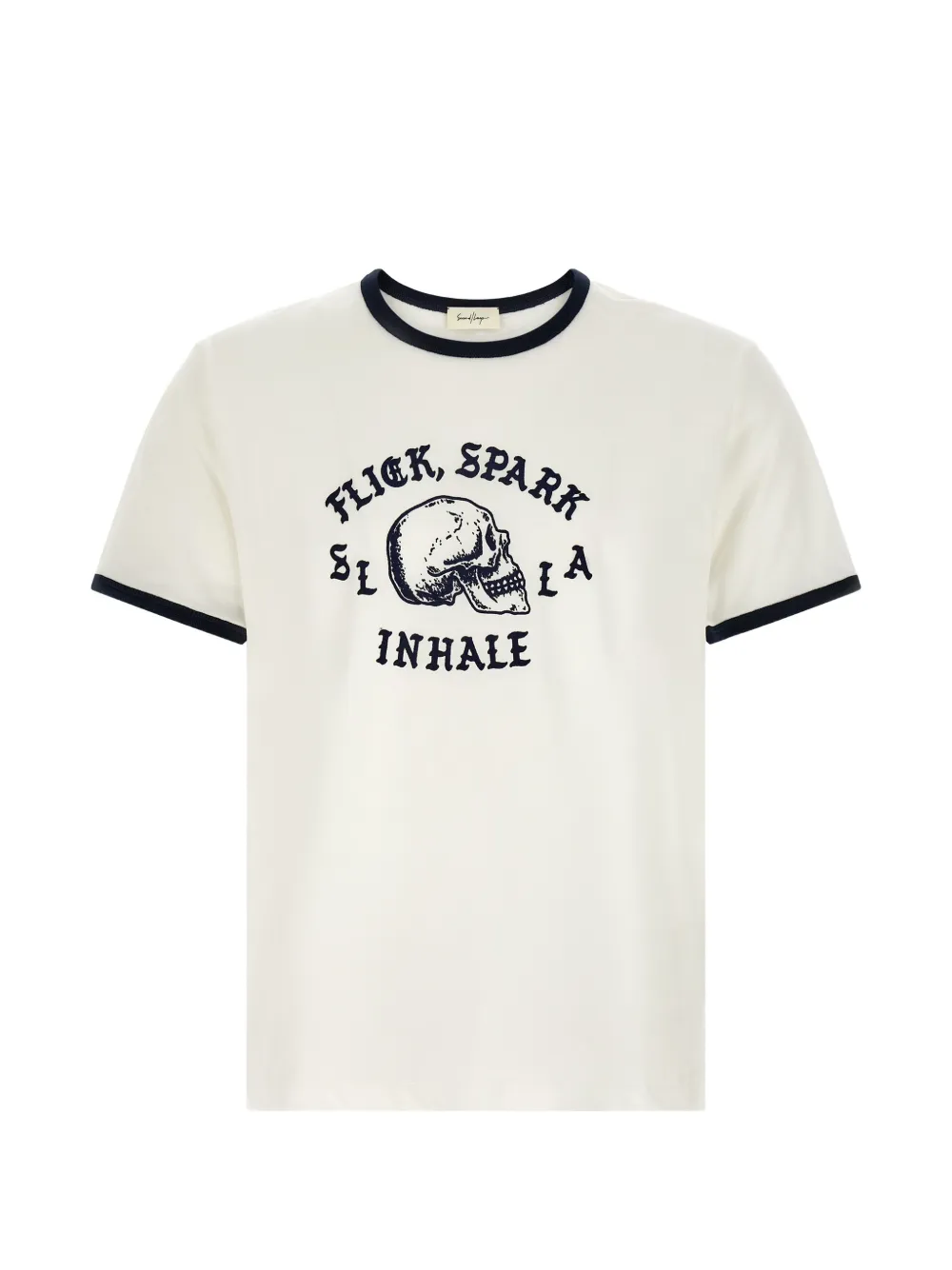 Second/Layer Flick, Spark, Inhale Ringer skull-print ringer T-shirt - Toni neutri