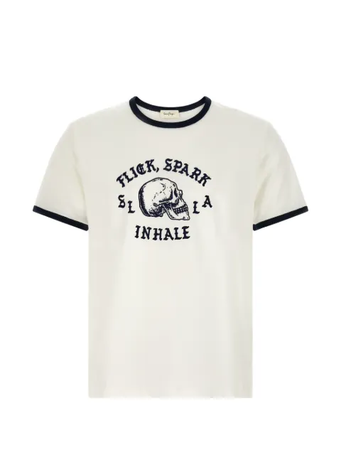 Second/Layer Flick, Spark, Inhale Ringer skull-print ringer T-shirt