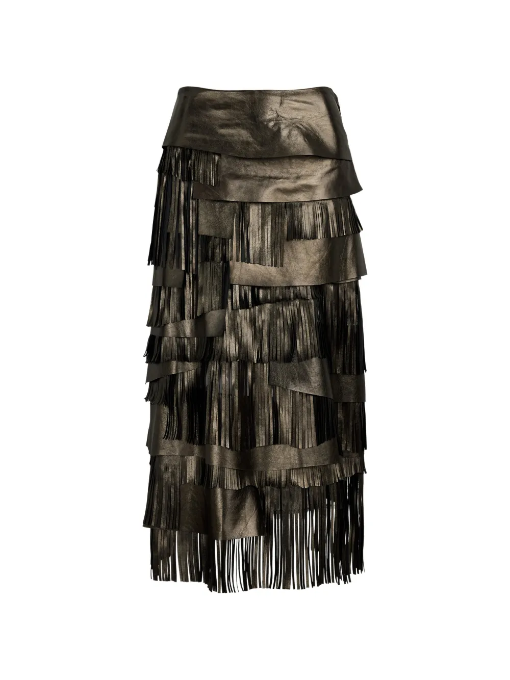 Ralph Lauren Collection Gonna midi Belinda con frange - Grigio