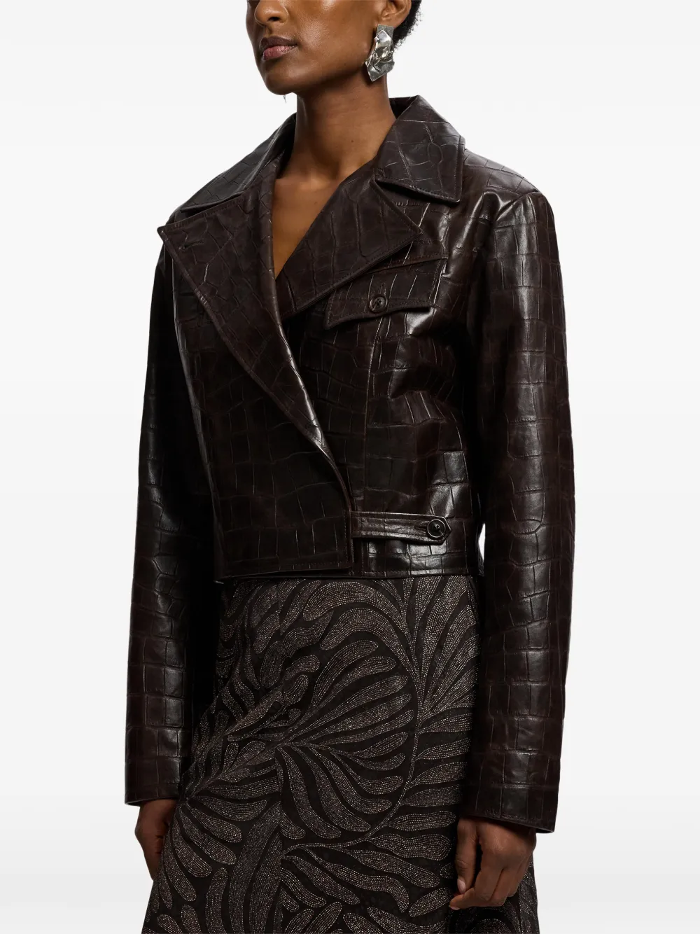 Ralph Lauren Collection Jaxson leren jack met krokodillen-effect Bruin