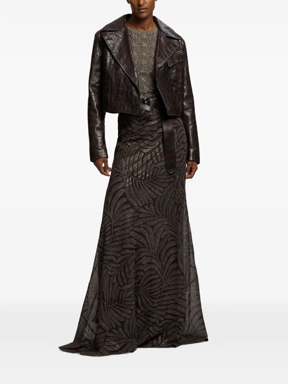 Ralph Lauren Collection Jaxson leren jack met krokodillen-effect Bruin