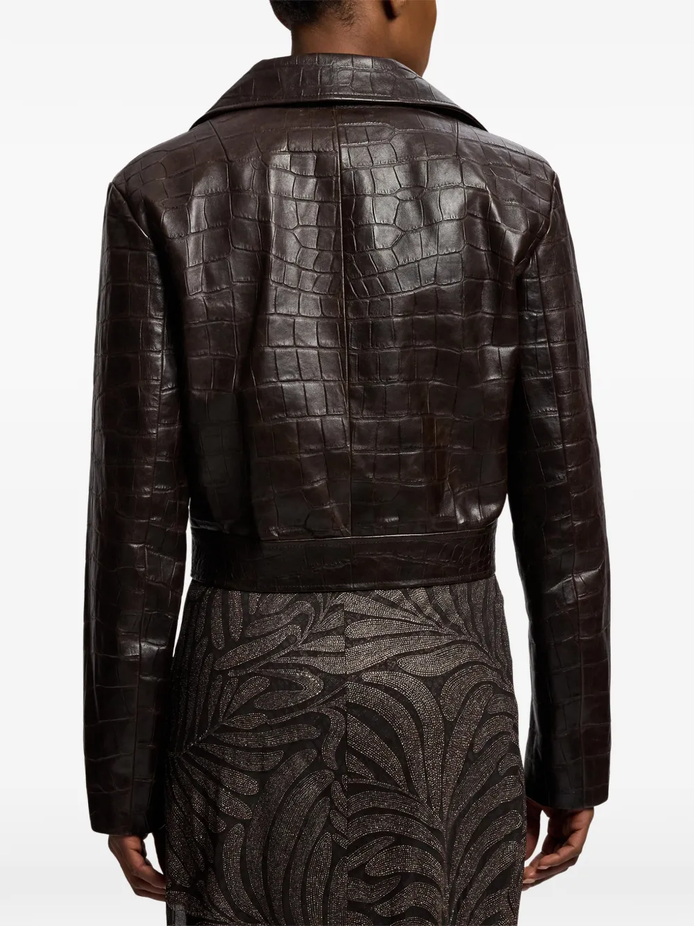 Ralph Lauren Collection Jaxson leren jack met krokodillen-effect Bruin