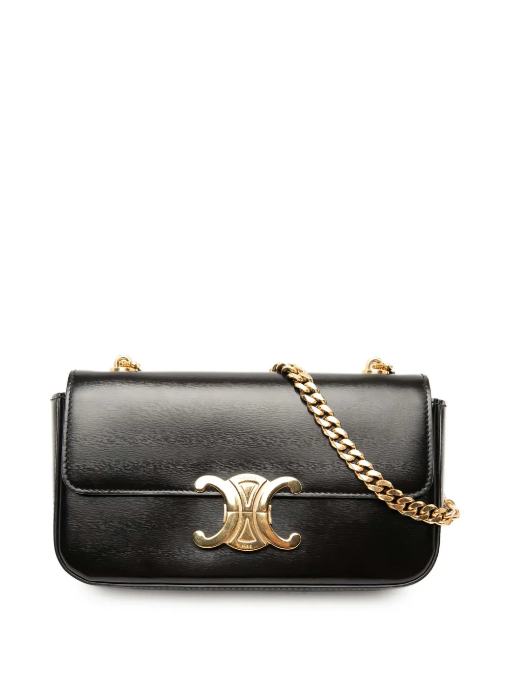 Celine Pre-Owned 2022 Shiny Calfskin Claude Chain shoulder bag - Schwarz