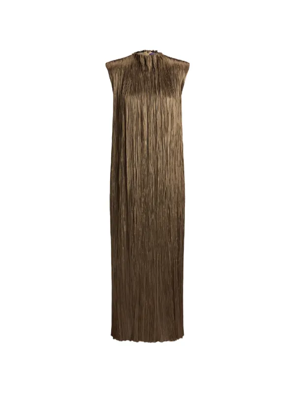 gold pleated midi dress Ralph Lauren Luxury Women Brown Virna Lame Cocktail - 4 first_birthday_dress