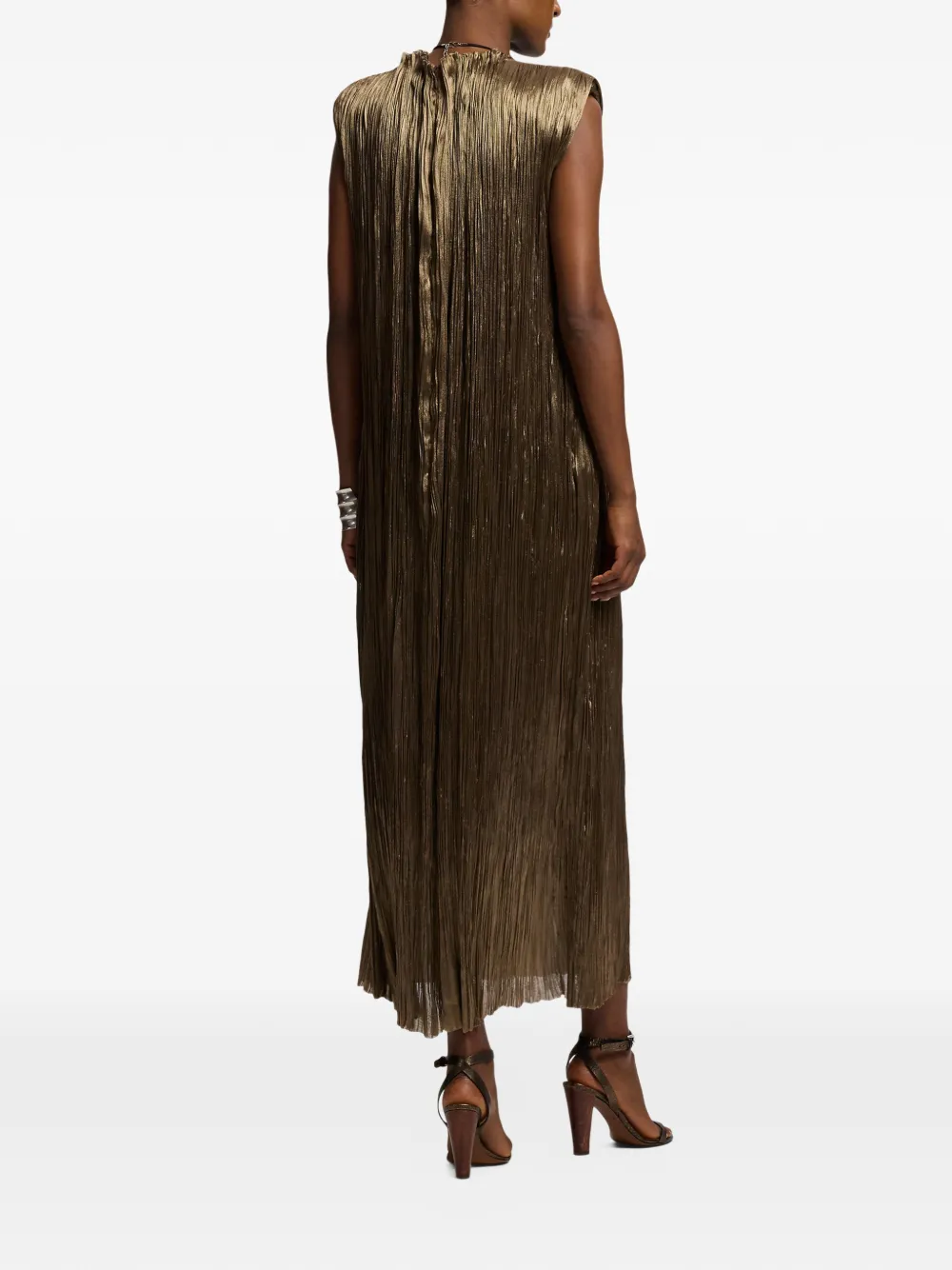 Ralph Lauren Collection Virna geplooide midi-jurk met schors Goud