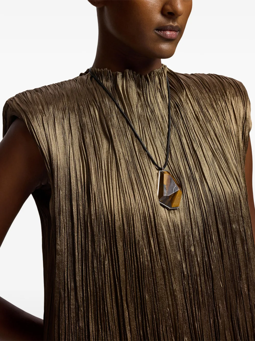 Ralph Lauren Collection Virna geplooide midi-jurk met schors Goud