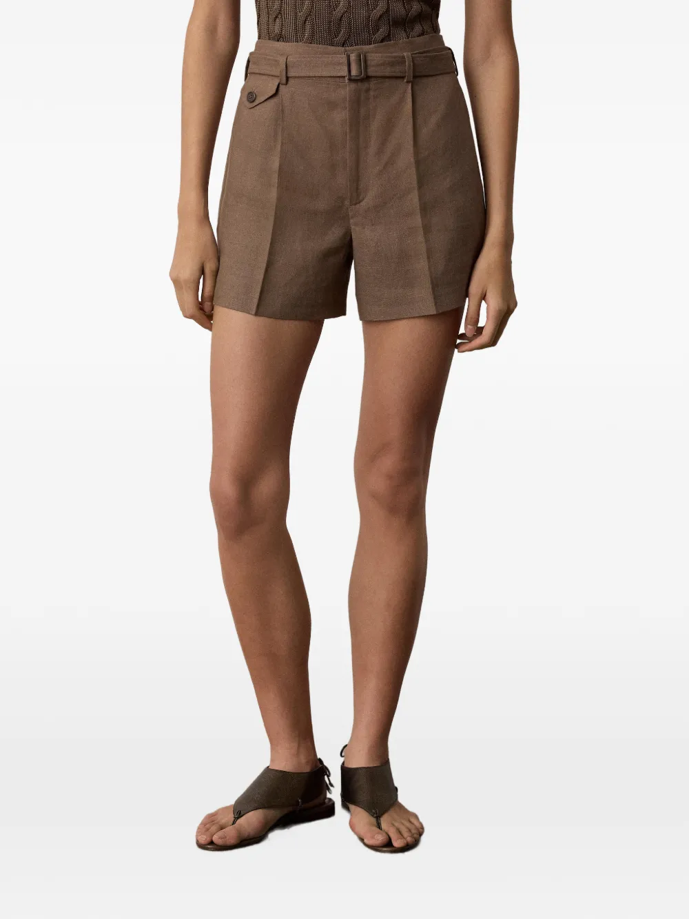 Ralph Lauren Collection Denise shorts met ceintuur Bruin