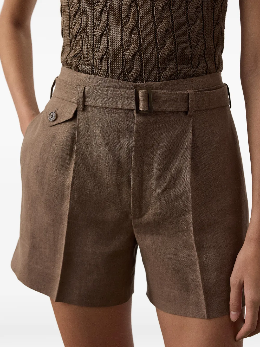 Ralph Lauren Collection Denise shorts met ceintuur Bruin