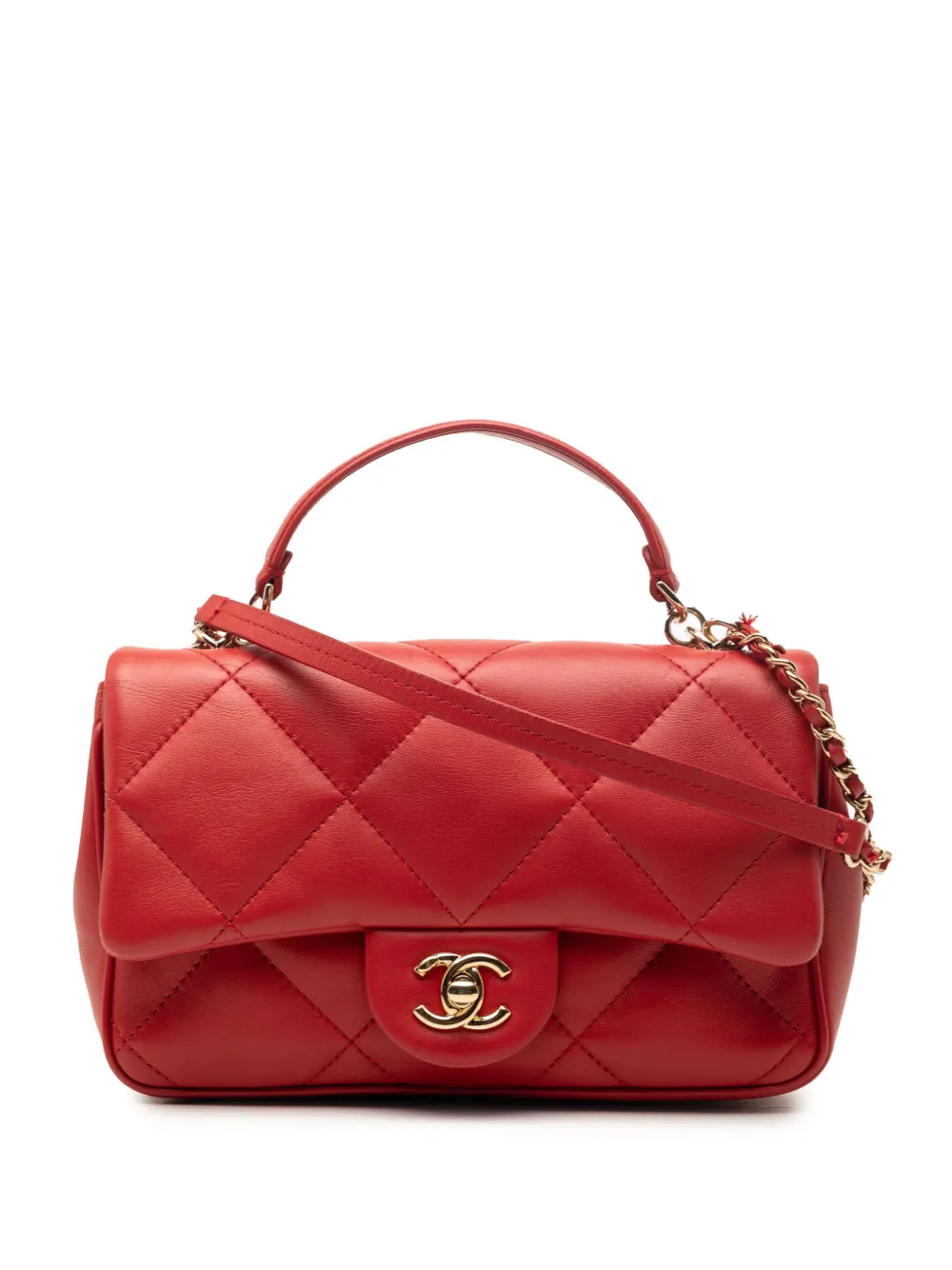 CHANEL Pre-Owned 2019 Small Lambskin Easy Carry Flap satchel - Rosso