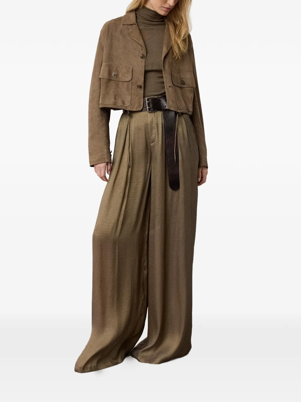 Ralph Lauren Collection Cropped lams suède jack Bruin
