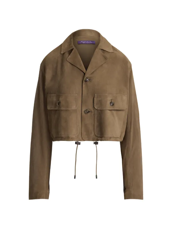 Ralph Lauren Collection Cropped Lamb-suede Jacket in Brown