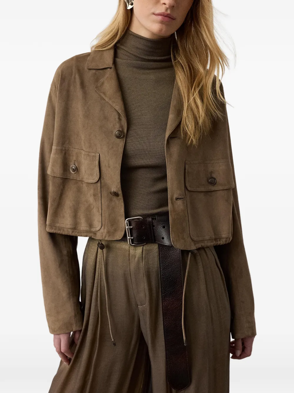 Ralph Lauren Collection Cropped lams suède jack Bruin
