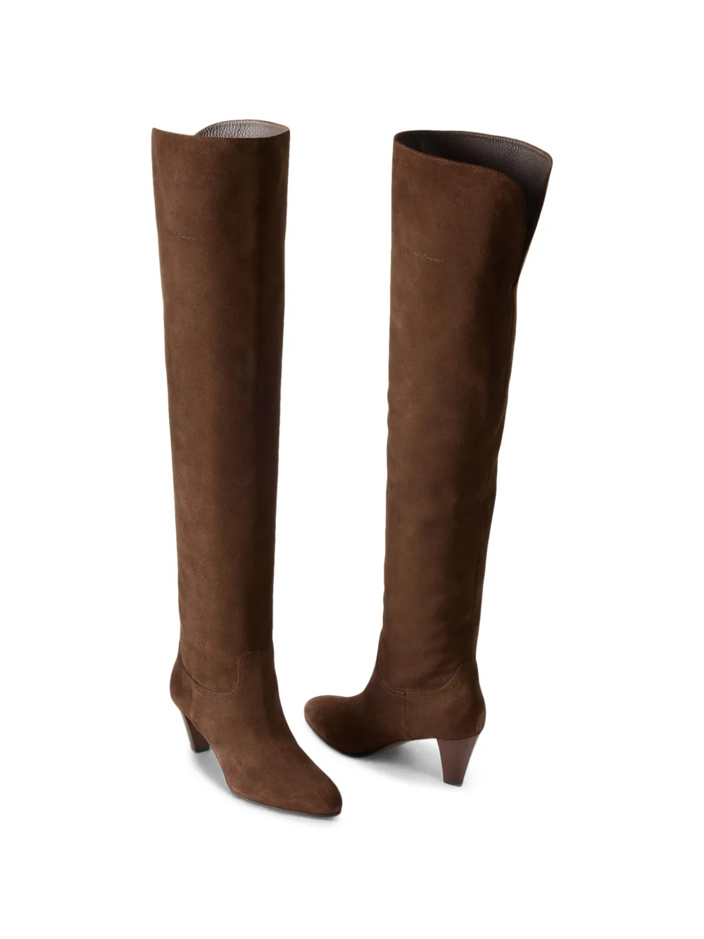Ralph Lauren Collection Harlee kalfssuède laarzen Bruin