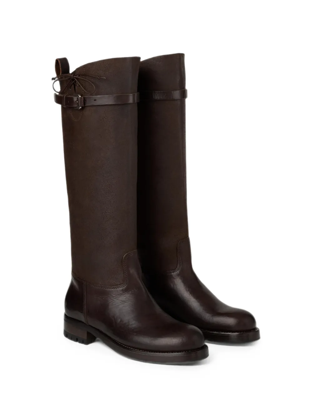 Ralph Lauren Collection Ward buckle-strap leather knee-high boots Bruin