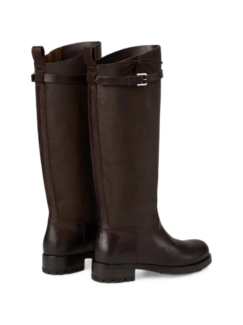 Ralph Lauren Collection Ward buckle-strap leather knee-high boots Bruin